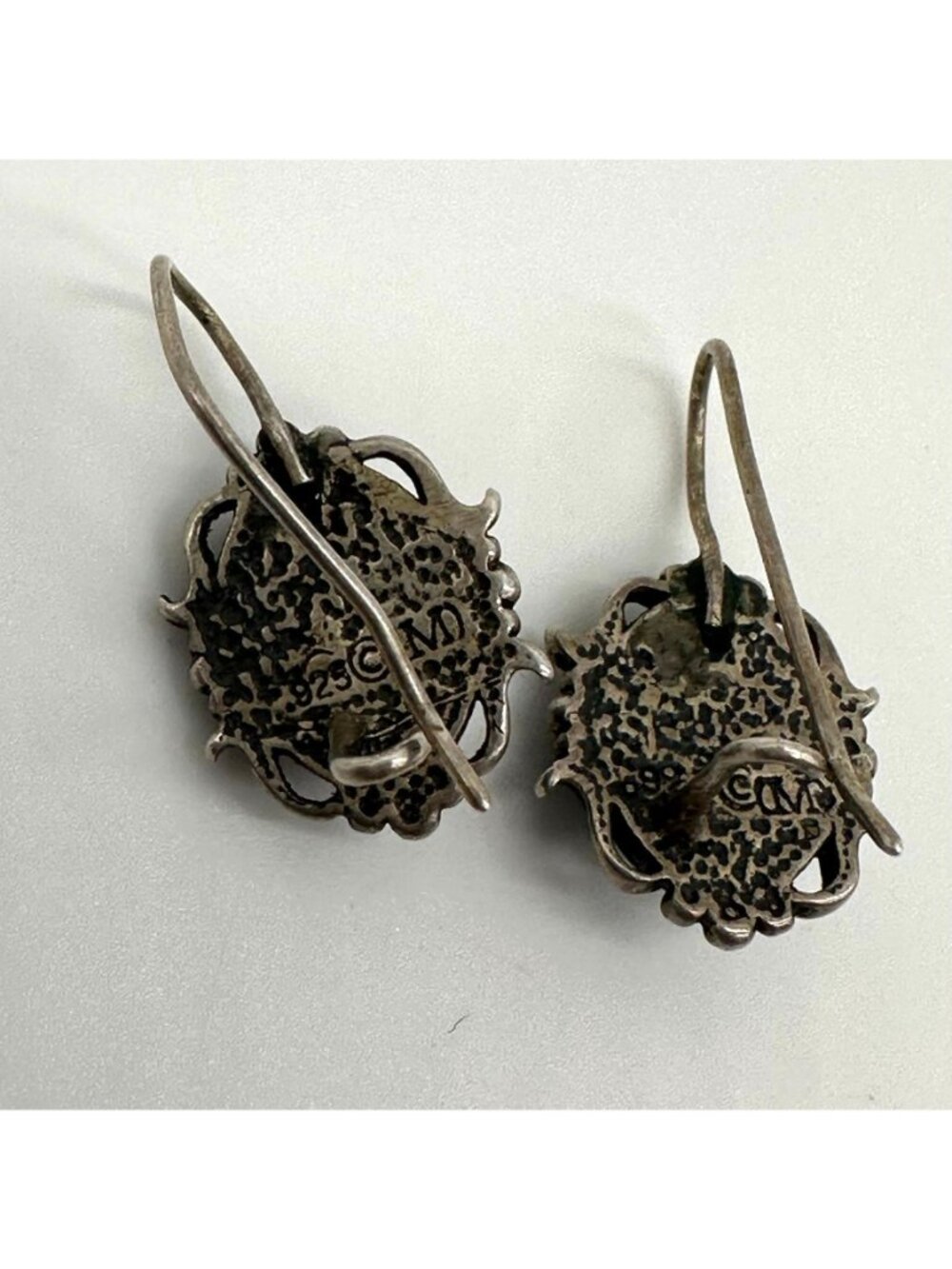 Vintage Sterling Silver Earrings Blue Sodalite Stone Boho Southwest Festival - Picture 3 of 7